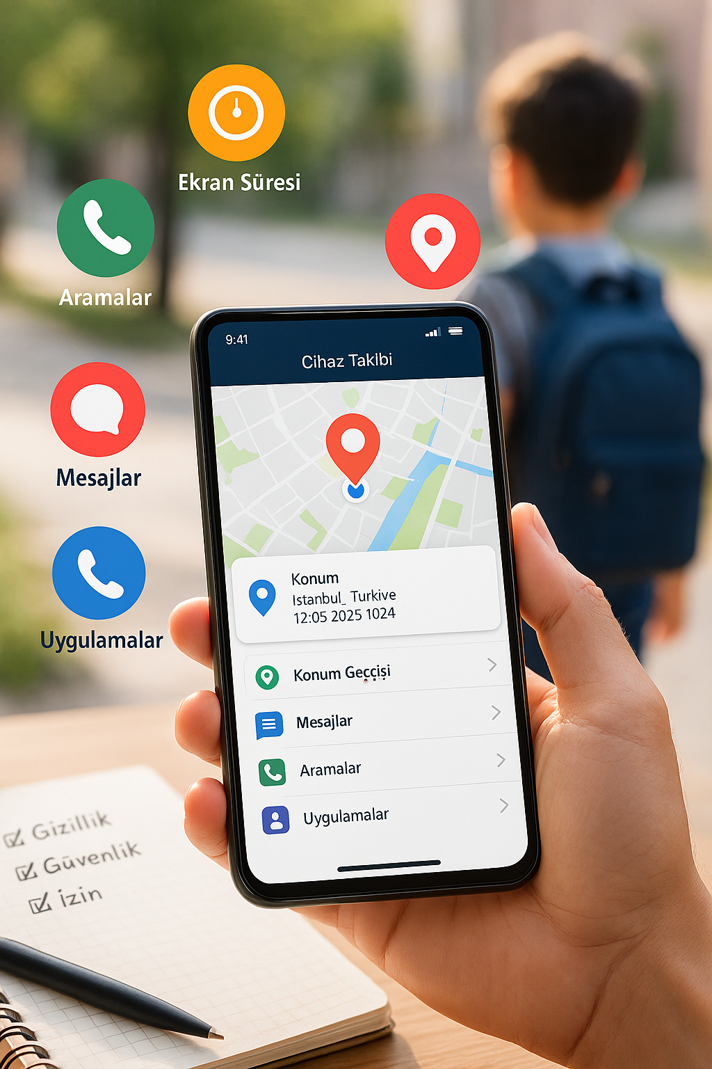 telefona yüklenen takip programı